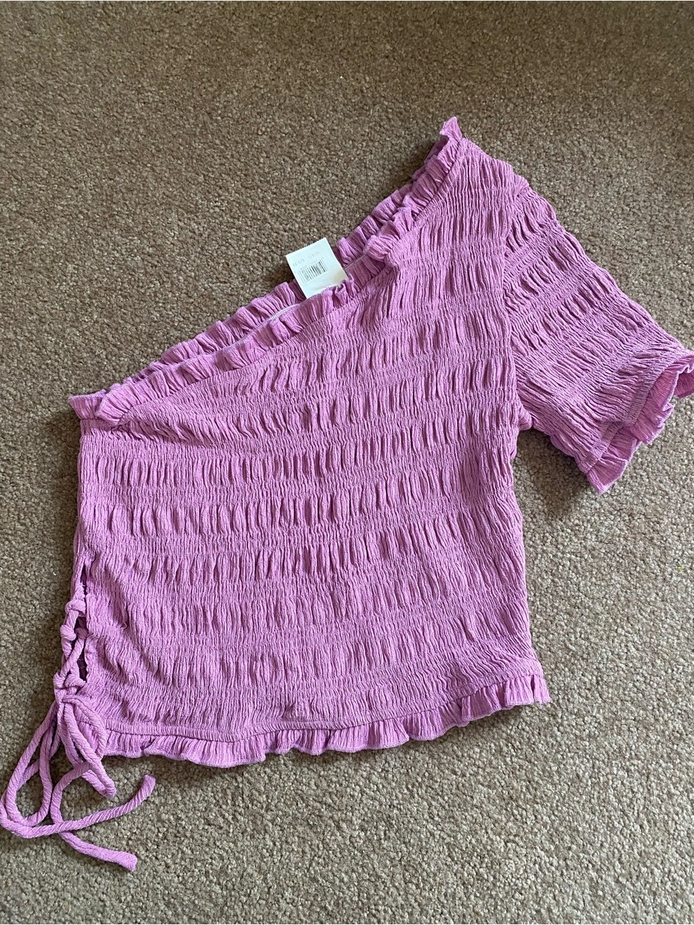 Women's Pink One-Shoulder Ruched Top